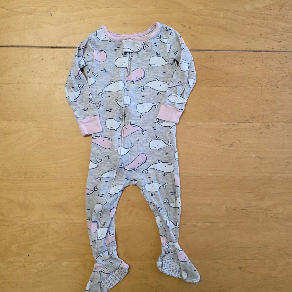 Carter's Pink and White Whale Footie Pajamas